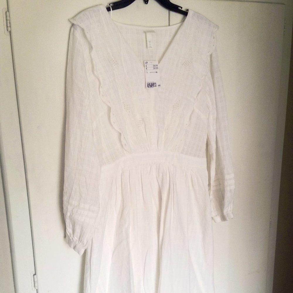H&M Embroidered Cotton Prairie Dress NWT - Picture 3 of 6